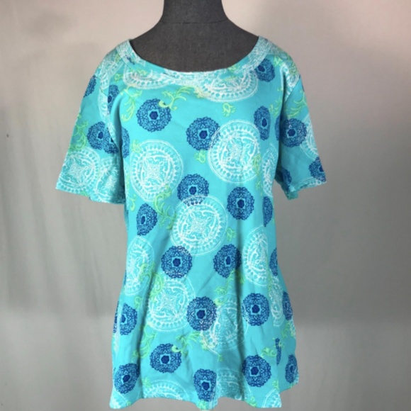 Charter Club Blue Pima Cotton Top Sz 1X NWOT - Picture 1 of 3